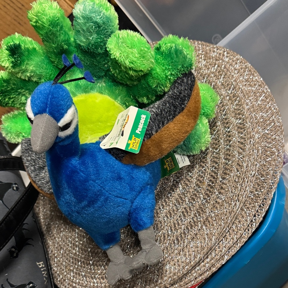 Wild Republic Blue and Green Peacock Plush